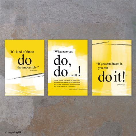 SET of 3 Motivational Posters. Walt Disney You Can Do It Quote Poster ...