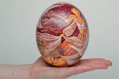 BUY Painted ostrich egg with carved elements 1550645512 - HANDMADE GOODS at MADEHEART.COM