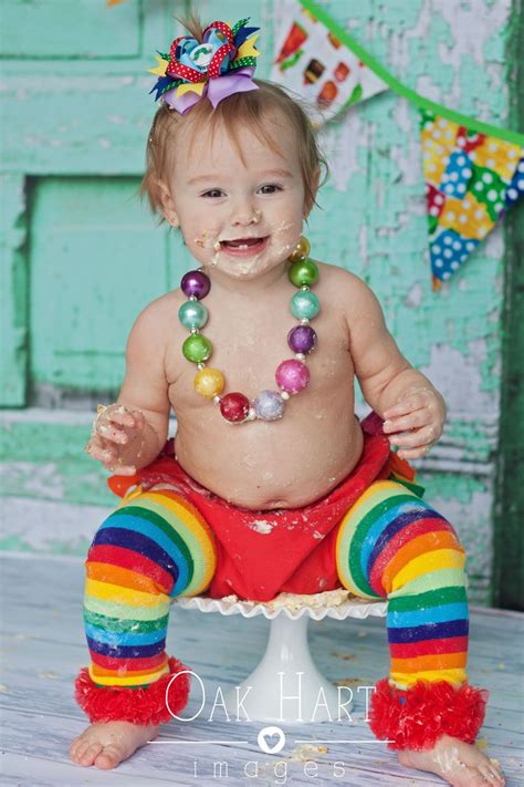 Oak Hart Images~ One Year old Cake Smash Very Hungry Caterpillar rainbow birthday party photo ...