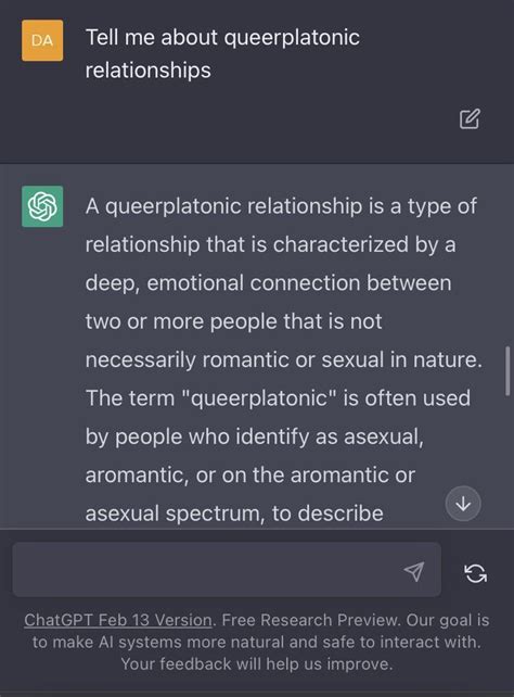 Asking Chat GPT to explain queerplatonic relationships : r/aromanticasexual