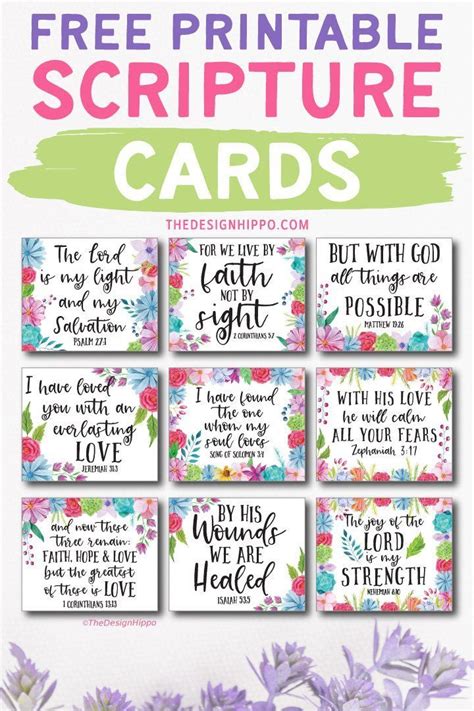 9 Free Printable Bible Verse Cards For Scripture Memory | Scripture ...