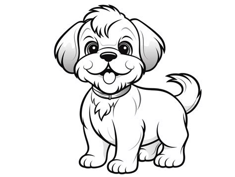 Cozy Shih-Tzu Coloring - Coloring Page