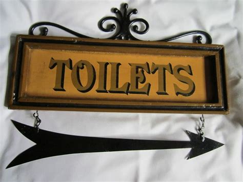 VINTAGE METAL TOILET SIGN with HANGING ARROW (can point to the right or left) | horse and groom ...