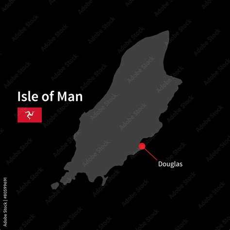 Detailed map of Isle of Man and capital city Douglas with flag Stock ...