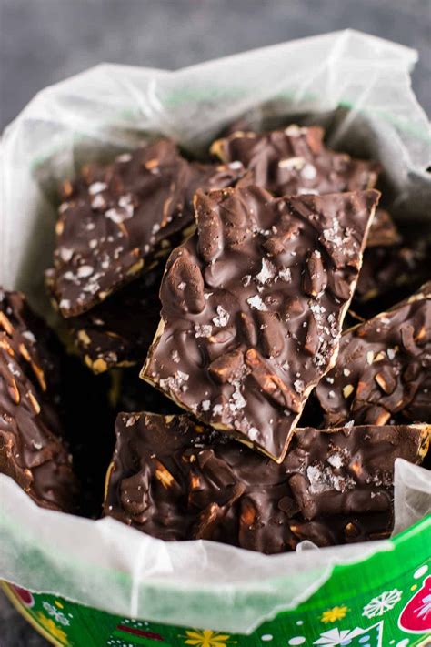 Dark Chocolate Almond bark with sea salt. A seriously addictive + easy ...