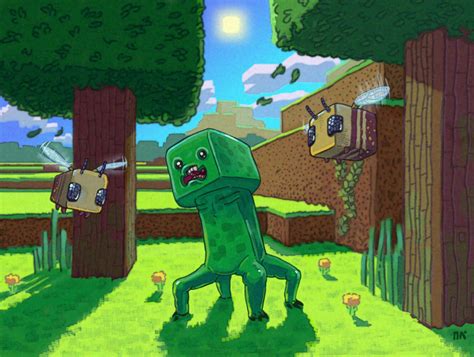 Leonid Pechenin - Minecraft Fan Art: Creeper in the wild