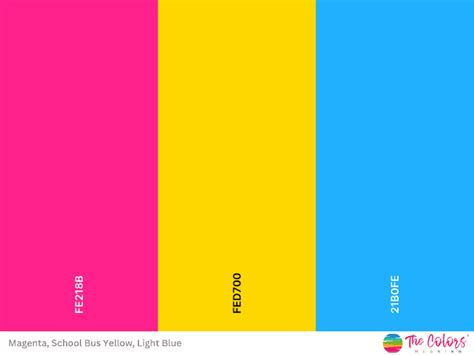 Bright Colors with Names, RGB, CMYK, and Hex Codes