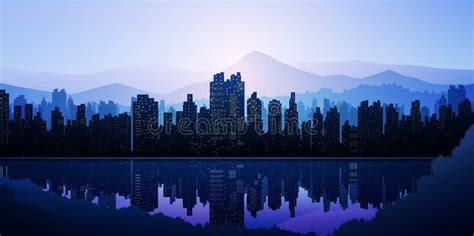 Downtown City Wallpaper in the Morning and Evening Landscape Wallpaper Illustration Vector Style ...