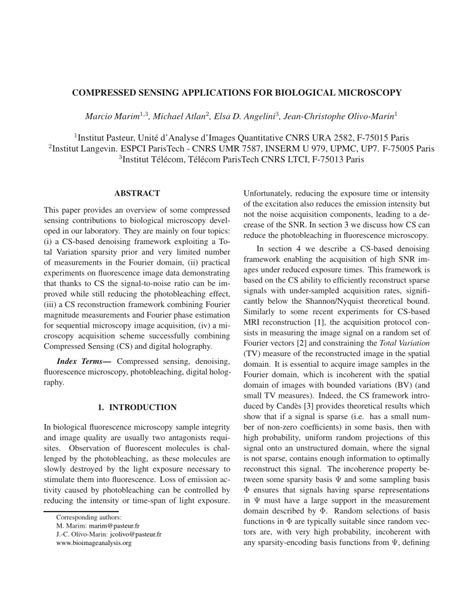 (PDF) Compressed sensing applications for biological microscopy