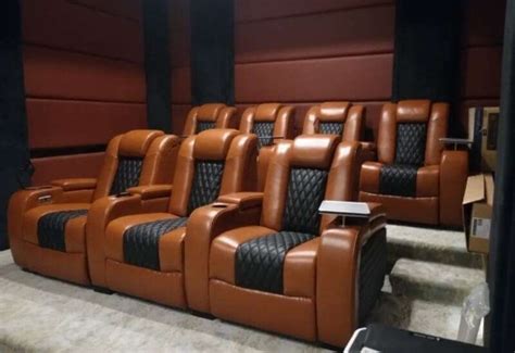 Leather Power Theater Recliner With Table - Linsen Seating