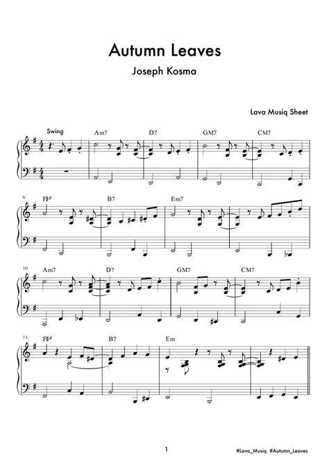 Joseph Kosma - Autumn Leaves (Jazz Piano) Sheet by Lava