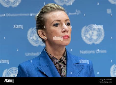 New York, NY - September 25, 2021: Foreign Ministry spokeswoman Maria Zakharova conducts press ...