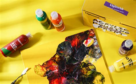 LIGHTWISH Acrylic Pouring Paint, 8 Vibrant Colours,4fl oz/118ml Bottles, Pre-Mixed High Flow ...