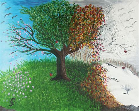 Tree of Four Seasons Painting by Nicole Paquette - Fine Art America