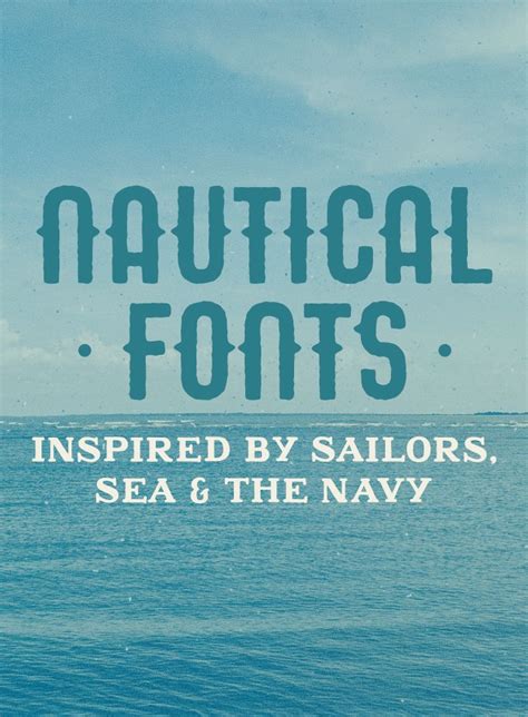 the words nautical font is displayed in front of an image of the ocean and sky