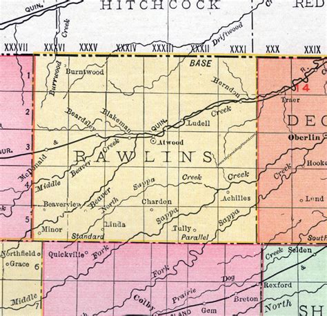 Rawlins County, Kansas, 1911, Map, Atwood, McDonald, Herndon