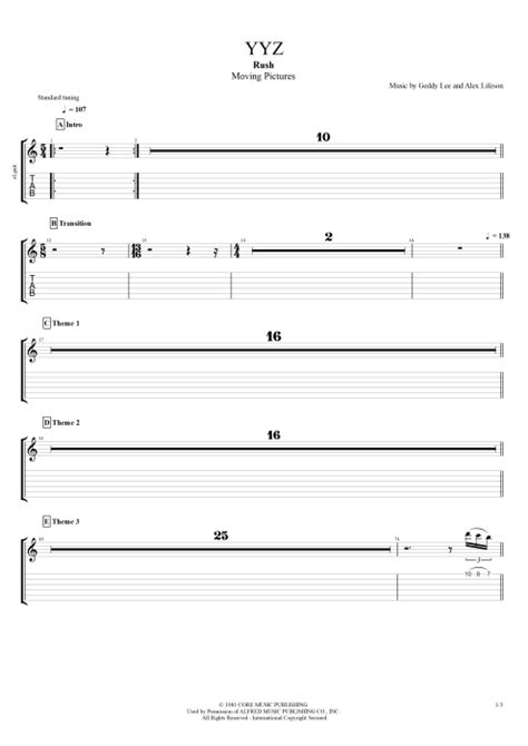 YYZ Tab by Rush (Guitar Pro) - Full Score | mySongBook