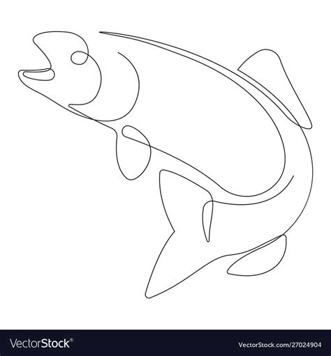 One single line drawing big salmon or trout Vector Image