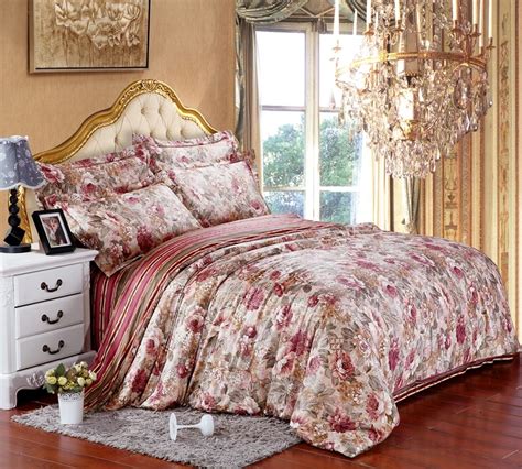 Egyptian cotton floral flower luxury bedding comforter set sets king ...