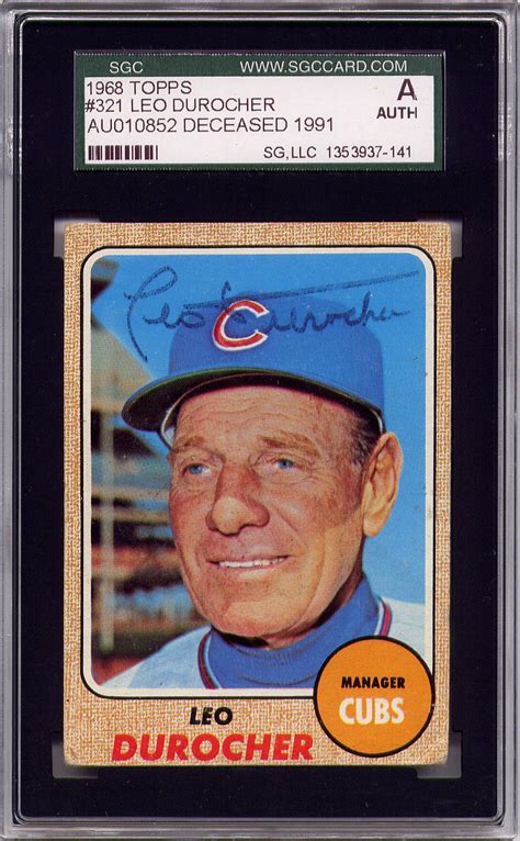 Leo Durocher SGC Certified Authentic Autograph - 1968 Topps