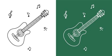 Acoustic guitar line drawing vector design. String instrument guitar ...