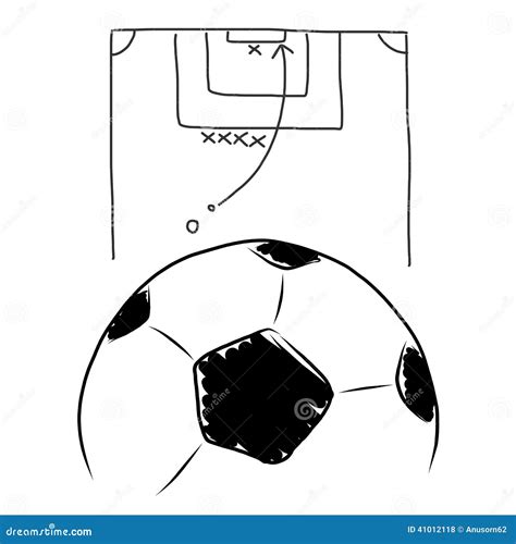 Strategy Soccer Free Kick , Hand Draw Stock Illustration - Illustration ...