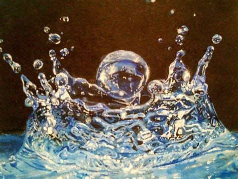 Water droplet painting, acrylic on card, 15cm x 10cm. Done when I was 16 for a high school ...