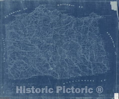 Historic 1864 Map - Map of Lunenburg County, Va. - Historic Pictoric