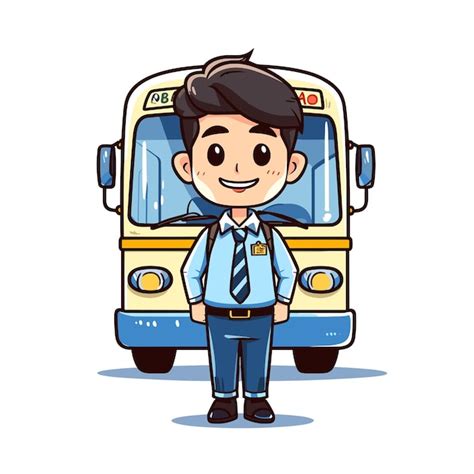 Premium Vector | School bus driver illustration cartoon character