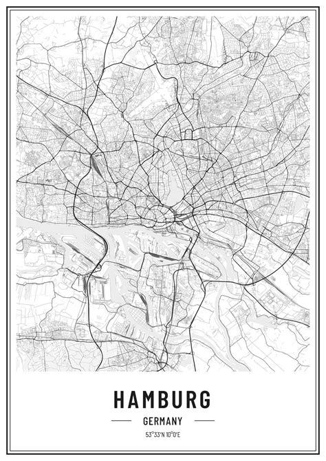 HAMBURG Poster Map Art print high-quality print Map | Etsy