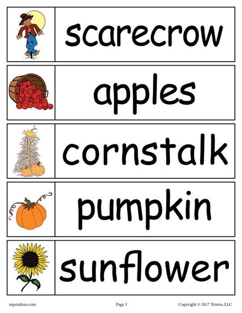 40 Fall Word Wall Words | Fall preschool activities, Fall words, Fall preschool