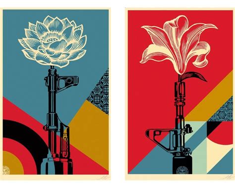 Shepard Fairey - AK-47 Lotus and AR-15 Lily - Two New Open Editions - New Art Editions