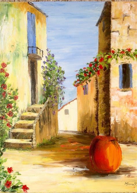 Tableau paysage de provence ruelle provençale tableau les couleurs du ...