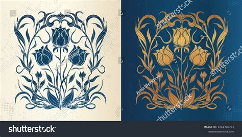 Frame Gold Tulip Style Art Nouveau Stock Vector (Royalty Free ...