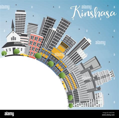 Kinshasa Skyline with Gray Buildings, Blue Sky and Copy Space. Vector Illustration. Business ...