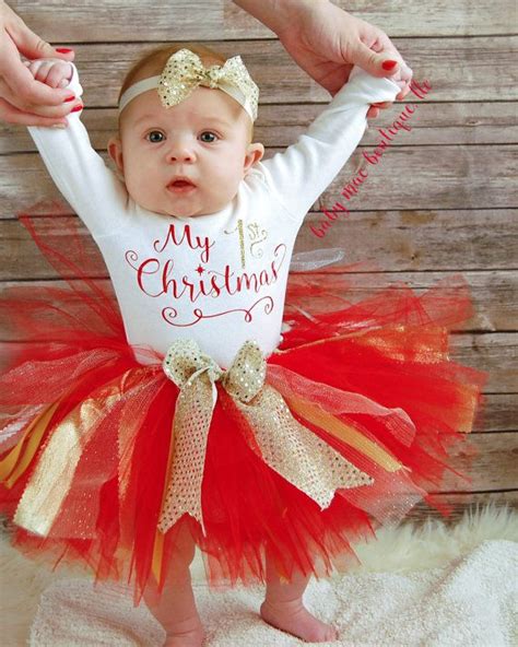 My First Christmas Baby Girl Christmas Outfit; Babies First Christmas ...