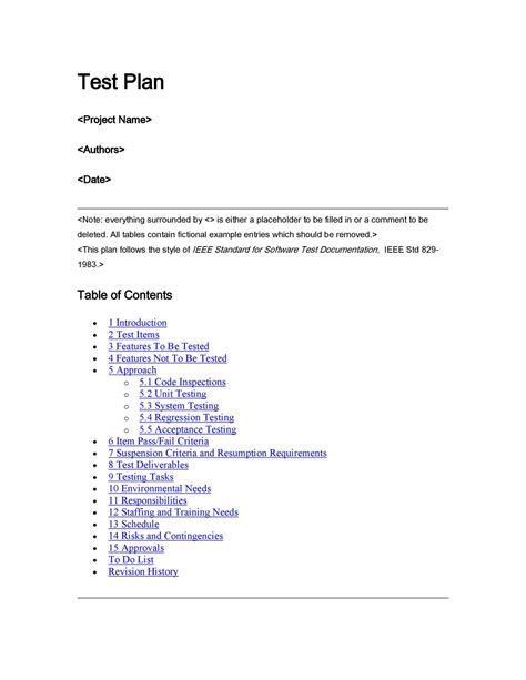 Test Plan 40+ Best Example And Template - RedlineSP