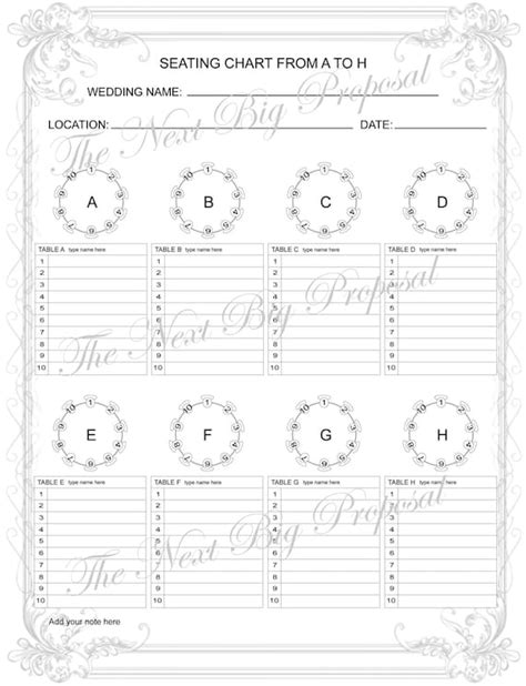 Editable Wedding Table Seating for 48 People numbered Tables - Etsy