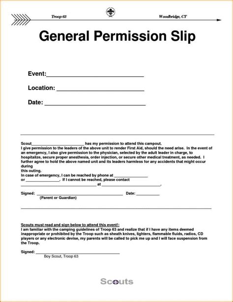 Permission Slip Form Template - SampleTemplatess - SampleTemplatess