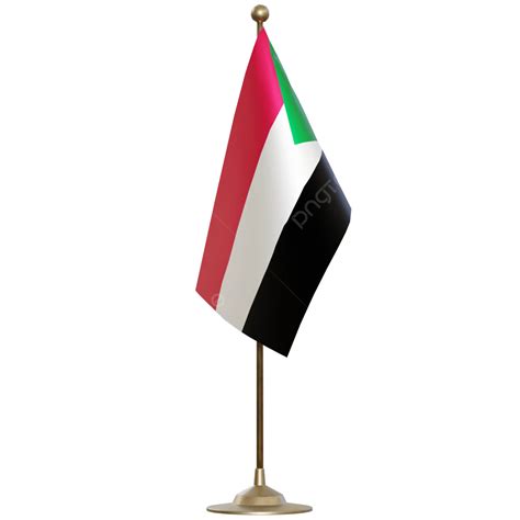 Sudan Flag With Pole, Sudan Flag Post, Sudan Flag, Sudan Flag With Metal Stand Transparent PNG ...