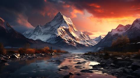 Premium AI Image | Mountain Peak at Sunrise