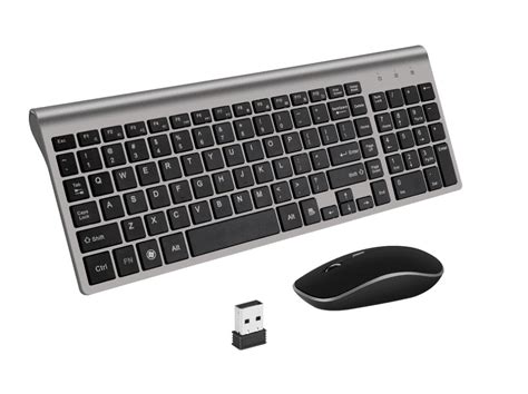 Wireless Keyboard Mouse Combo, Compact Full Size Wireless Keyboard and ...