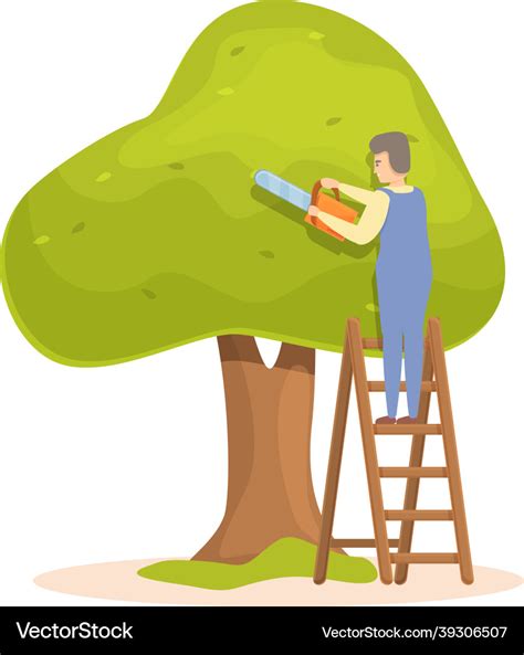 Tree trimming job icon cartoon garden Royalty Free Vector