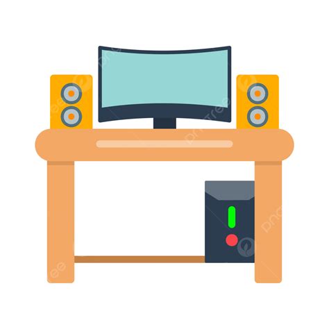 Gaming Setup Flat Icon Vector, Chair, Computer, Desk PNG and Vector with Transparent Background ...