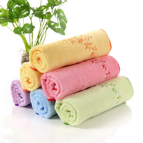 Genuine 100% bamboo fiber solid towel curved flower embroidery pattern, high quality super soft ...