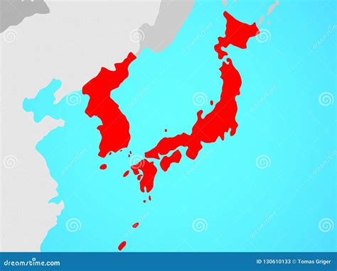 Japan and Korea on map stock illustration. Illustration of country ...