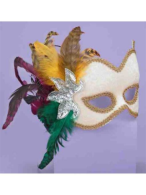 White Mardi Gras Mask With Feathers - Walmart.com - Walmart.com