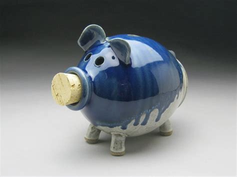 Ceramic Piggy Bank in Blue and White Made to Order - Etsy