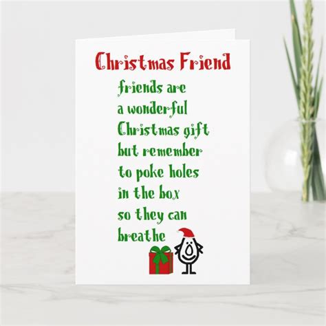 Christmas Friend, A Funny Merry Christmas Poem Card | Zazzle.com