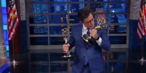 Stephen Colbert flexes on Trump with his Emmy trophies